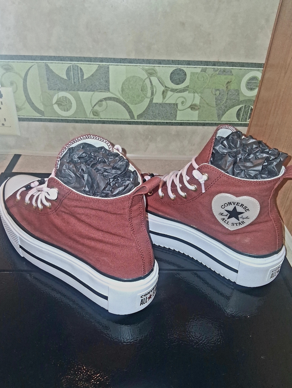 Converse Chuck Taylor All Star Move Platform Hi - Terracotta Pink Heart Edition - Picture 3 of 9